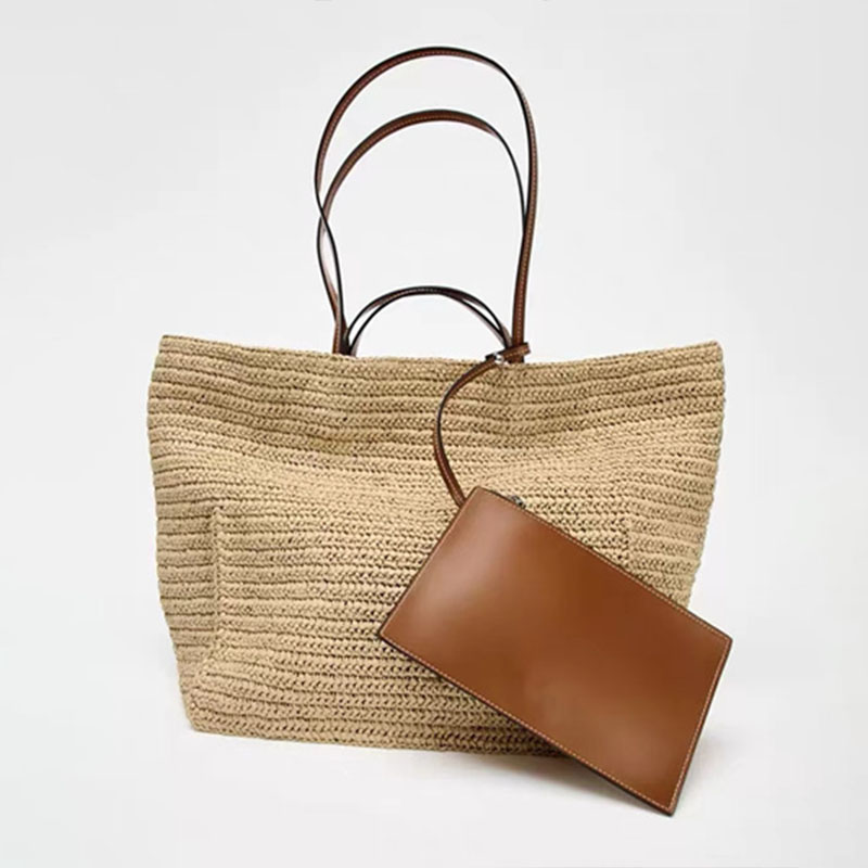 Women's Large Straw Woven Shoulder Tote