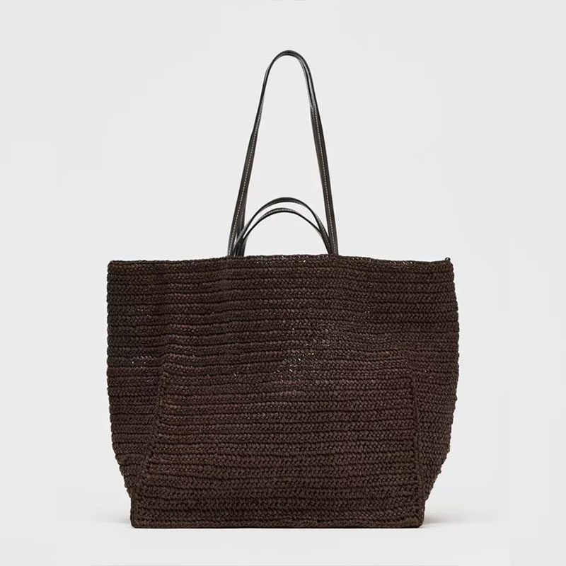 Women's Large Straw Woven Shoulder Tote