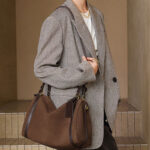 Sac à bandoulière en cuir pour femmes avec fermeture à glissière et bandoulières