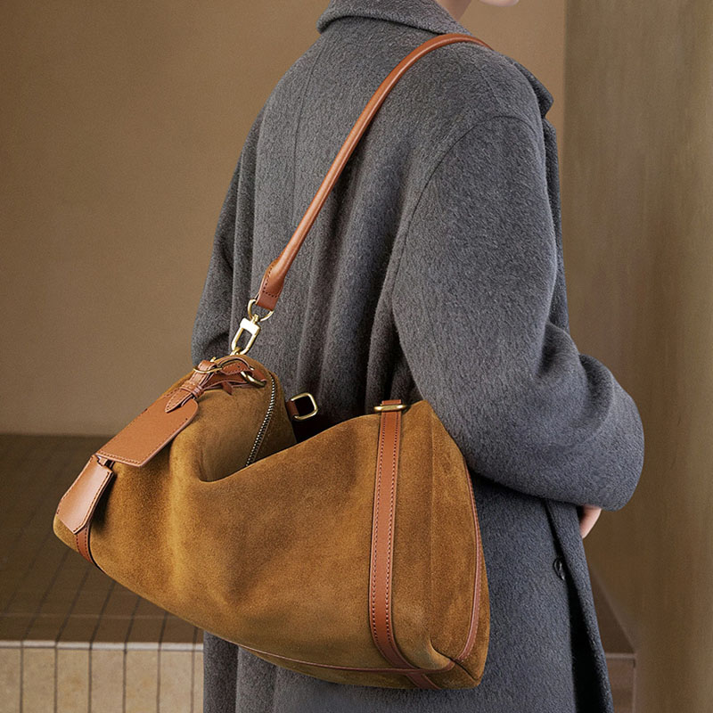 Sac à bandoulière en cuir pour femmes avec fermeture à glissière et bandoulières