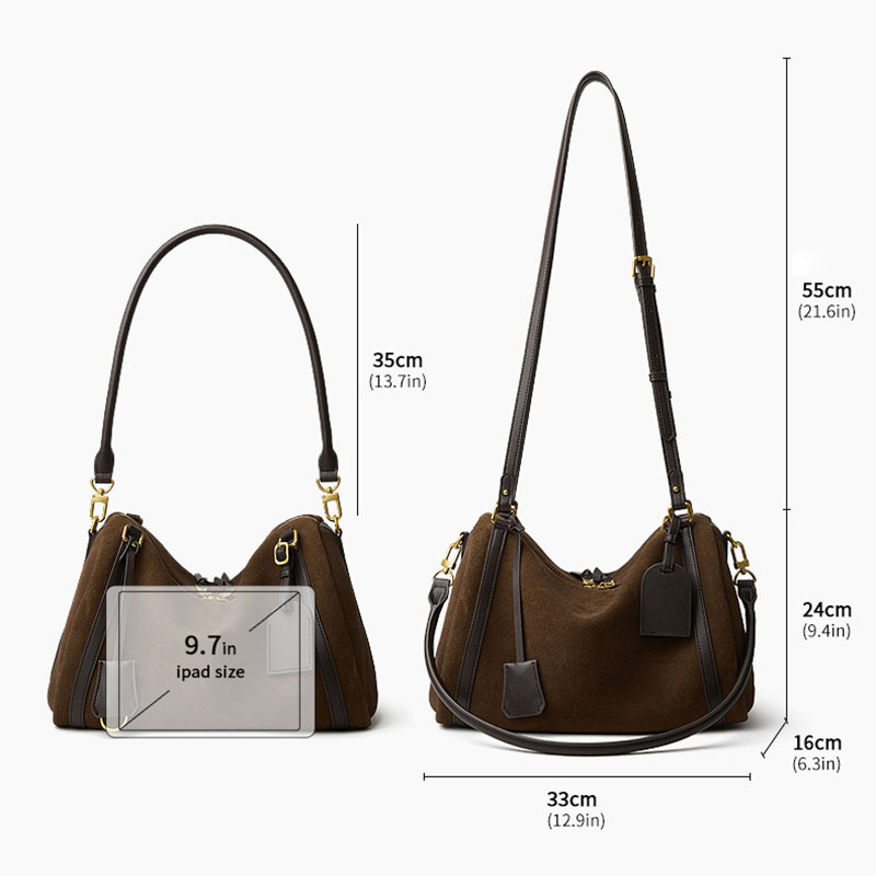 Sac à bandoulière en cuir pour femmes avec fermeture à glissière et bandoulières