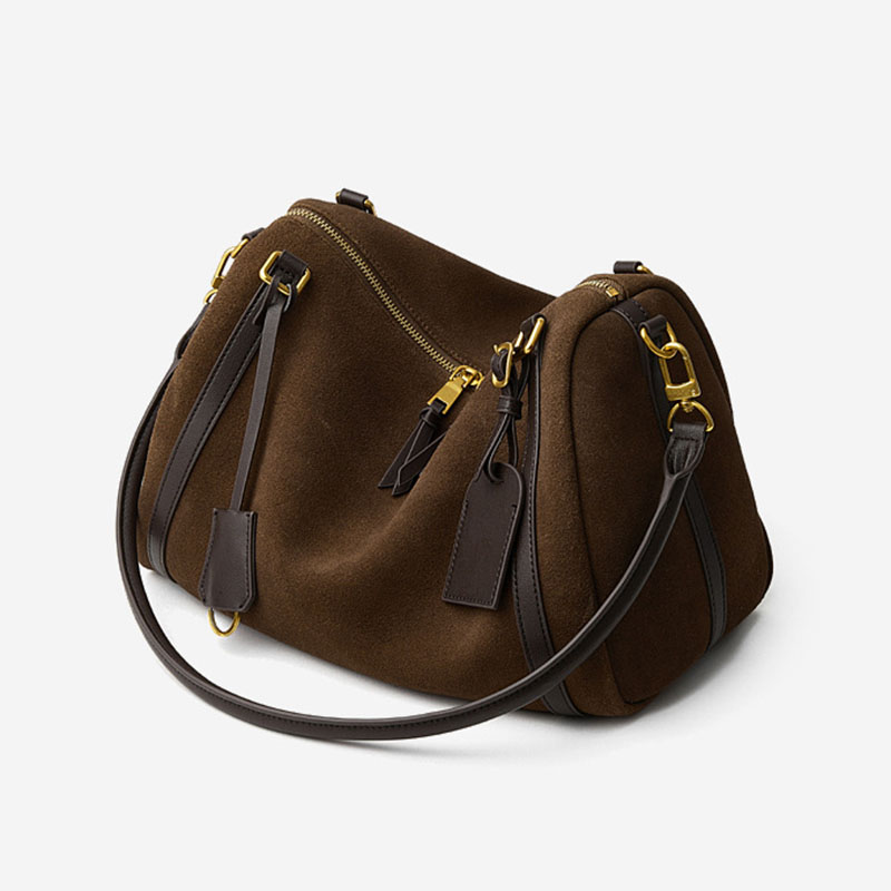 Sac à bandoulière en cuir pour femmes avec fermeture à glissière et bandoulières