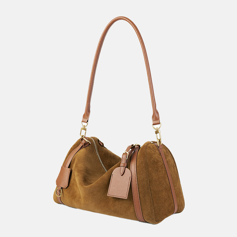 Sac à bandoulière en cuir pour femmes avec fermeture à glissière et bandoulières