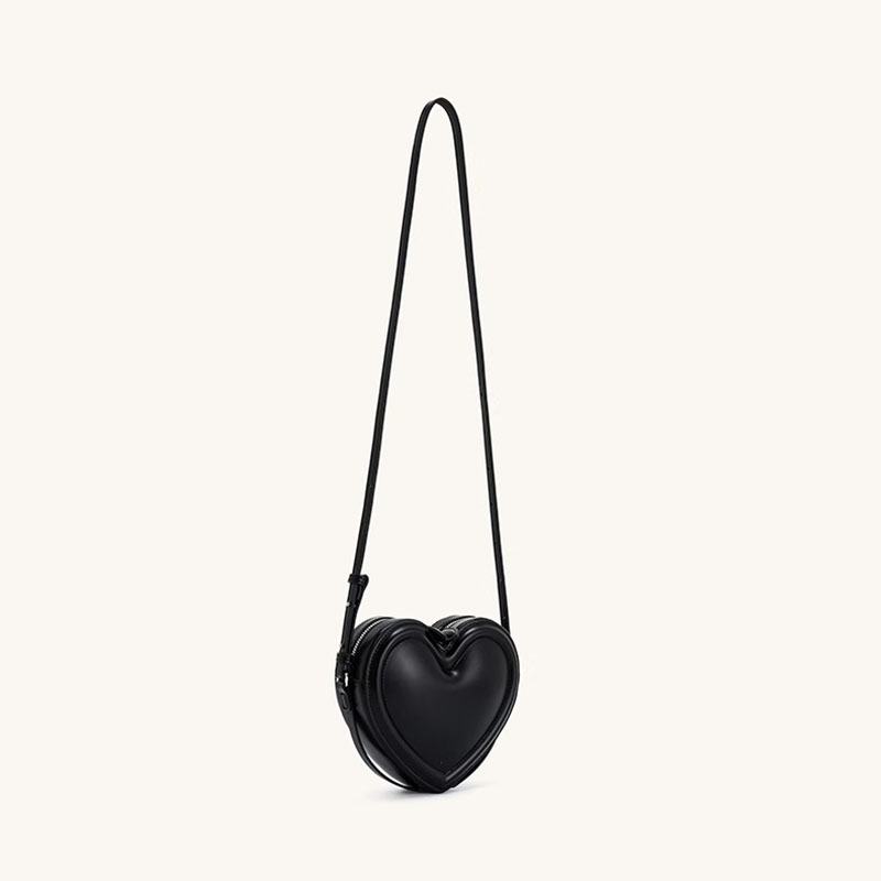 Women's Vegan Leather Heart-Shaped Zipper Shoulder Crossbody Bag