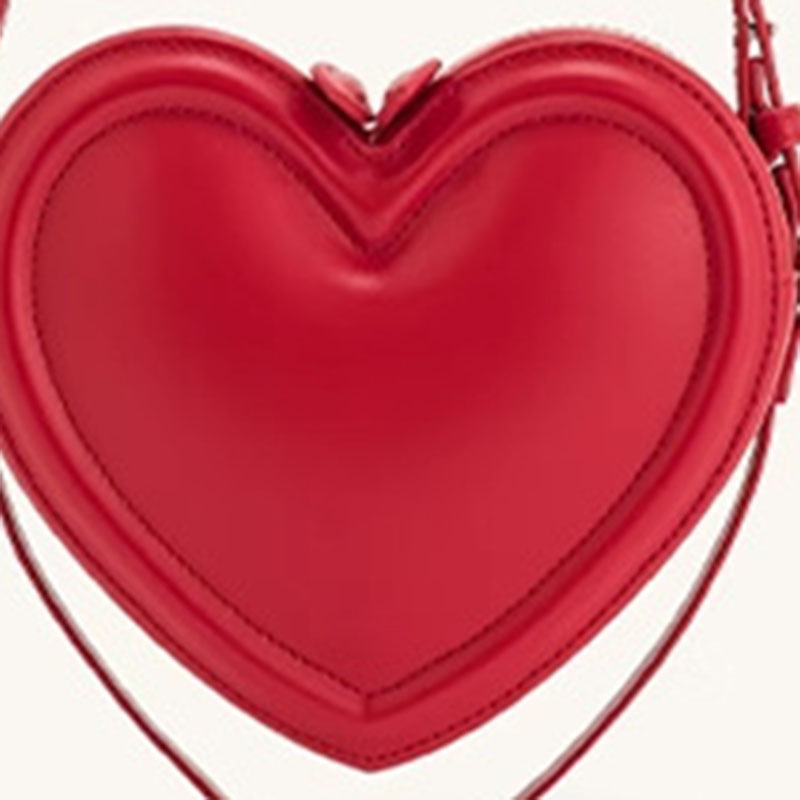 Women's Vegan Leather Heart-Shaped Zipper Shoulder Crossbody Bag