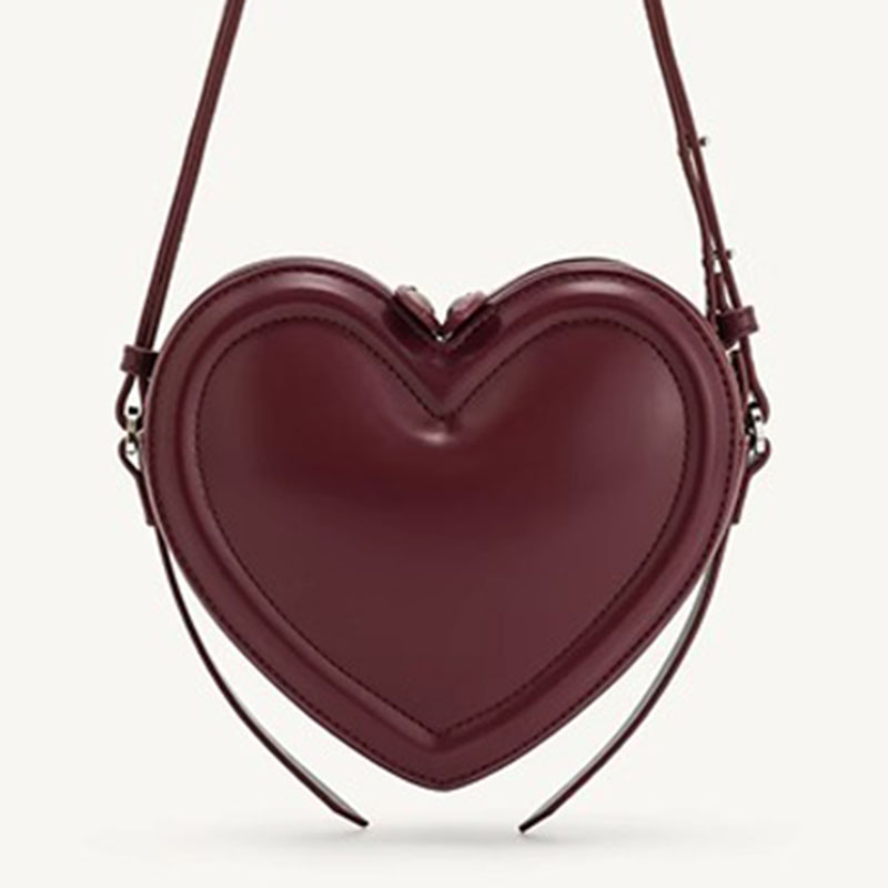 Women's Vegan Leather Heart-Shaped Zipper Shoulder Crossbody Bag
