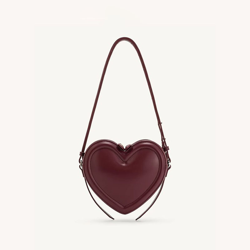 Women's Vegan Leather Heart-Shaped Zipper Shoulder Crossbody Bag