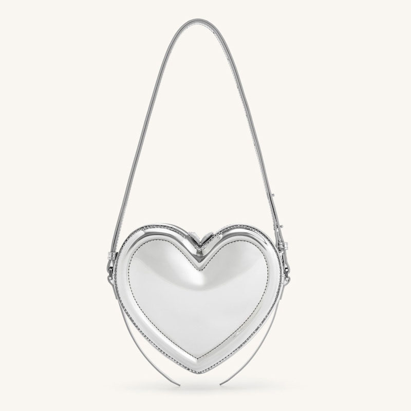 Women's Vegan Leather Heart-Shaped Zipper Shoulder Crossbody Bag