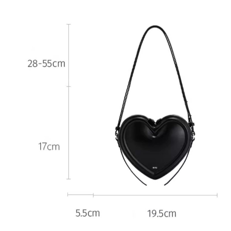 Women's Vegan Leather Heart-Shaped Zipper Shoulder Crossbody Bag