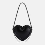 Women's Vegan Leather Heart-Shaped Zipper Shoulder Crossbody Bag