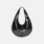 Women's Vegan Leather Studded Shoulder Hobo Bag