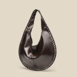 Women's Vegan Leather Studded Shoulder Hobo Bag