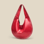 Women's Vegan Leather Studded Shoulder Hobo Bag
