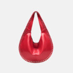 Women's Vegan Leather Studded Shoulder Hobo Bag