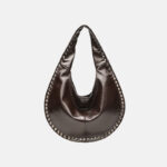 Women's Vegan Leather Studded Shoulder Hobo Bag