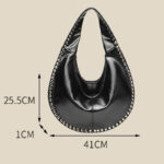 Women's Vegan Leather Studded Shoulder Hobo Bag