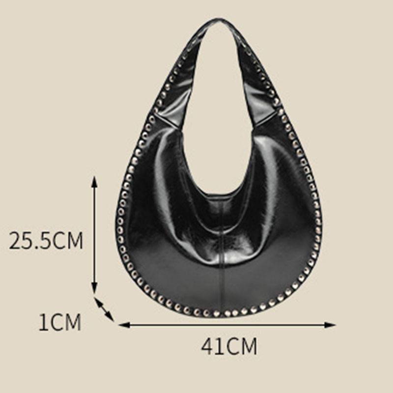 Women's Vegan Leather Studded Shoulder Hobo Bag