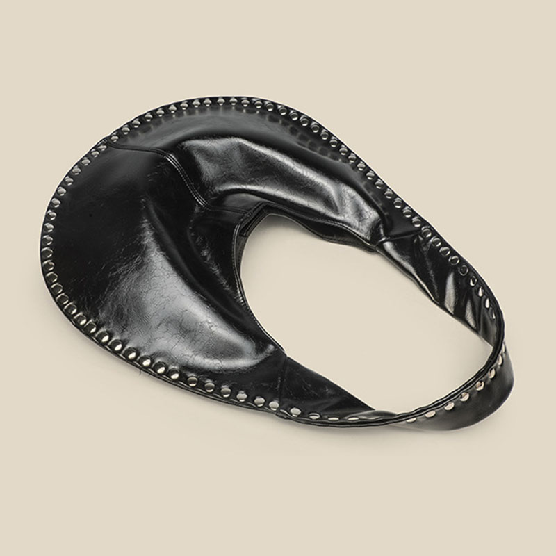 Women's Vegan Leather Studded Shoulder Hobo Bag