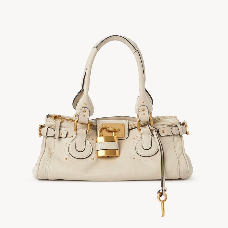 Women's Vegan Leather Studs Boston Handbag with Large Lock