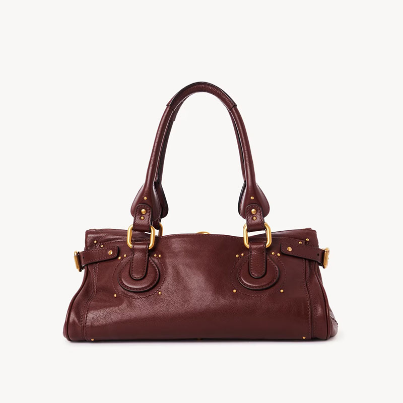 Women's Vegan Leather Studs Boston Handbag with Large Lock