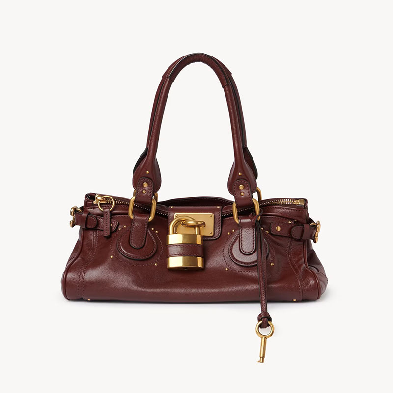 Women's Vegan Leather Studs Boston Handbag with Large Lock