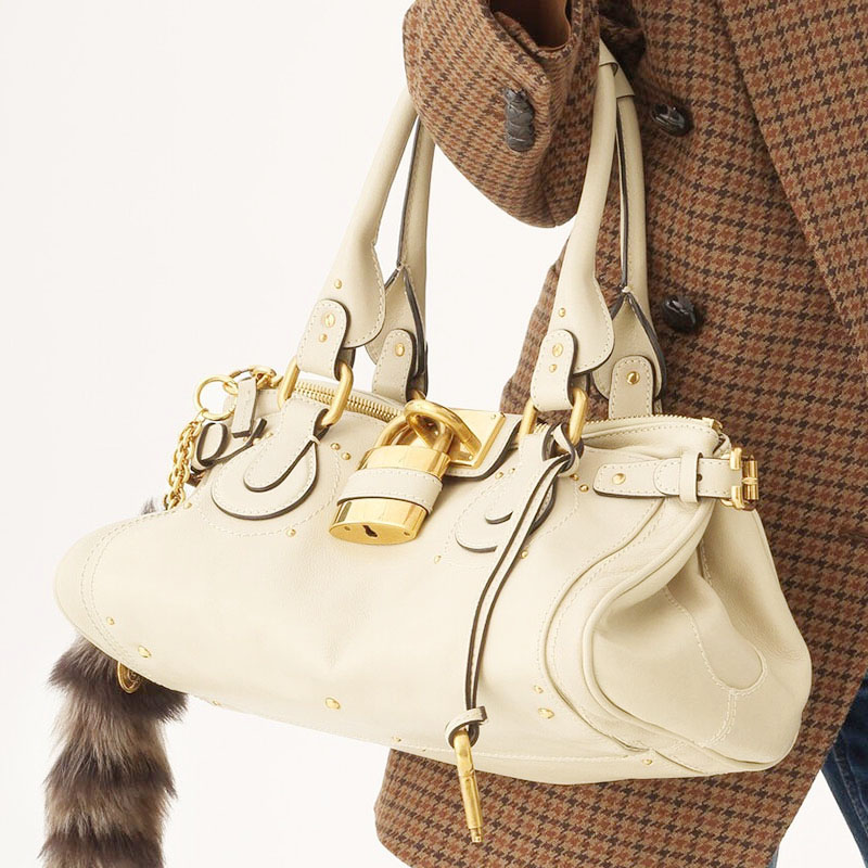 Women's Vegan Leather Studs Boston Handbag with Large Lock