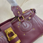 Women's Vegan Leather Studs Boston Handbag with Large Lock