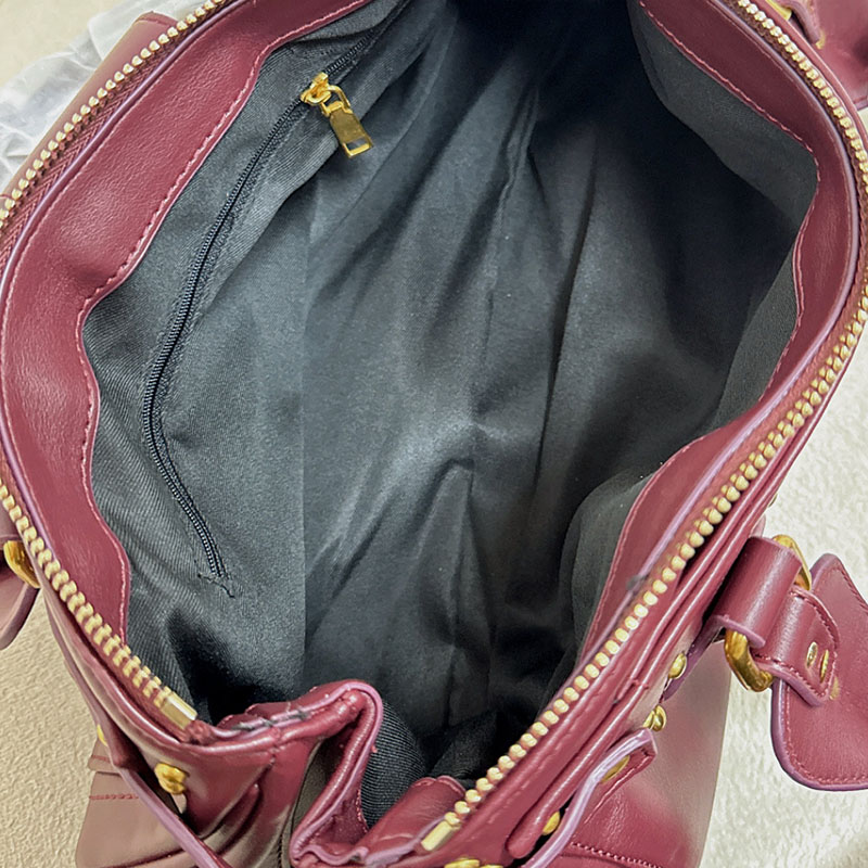 Women's Vegan Leather Studs Boston Handbag with Large Lock