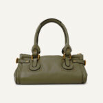 Women's Vegan Leather Studs Boston Handbag with Large Lock