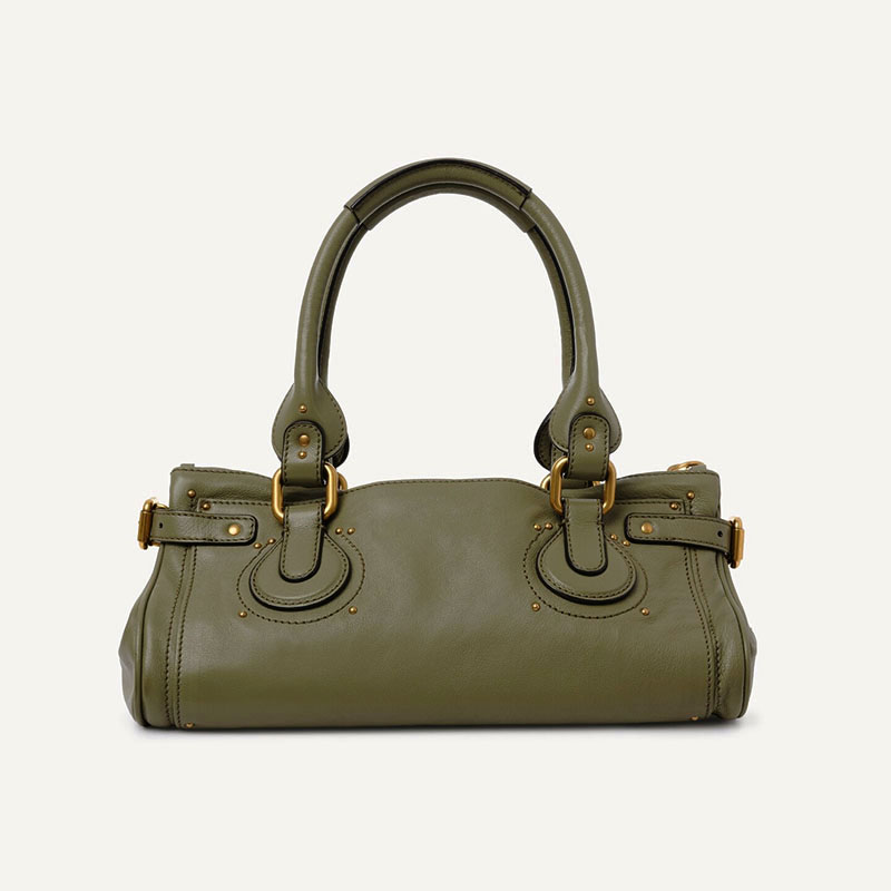 Women's Vegan Leather Studs Boston Handbag with Large Lock
