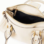 Women's Vegan Leather Studs Boston Handbag with Large Lock