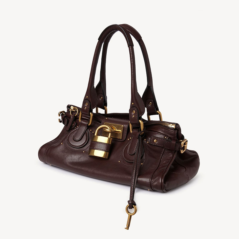 Women's Vegan Leather Studs Boston Handbag with Large Lock