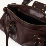 Women's Vegan Leather Studs Boston Handbag with Large Lock