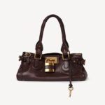Women's Vegan Leather Studs Boston Handbag with Large Lock
