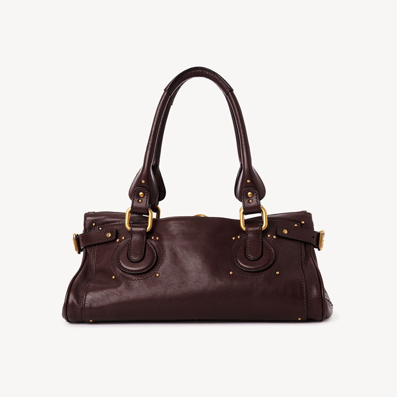 Women's Vegan Leather Studs Boston Handbag with Large Lock