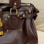 Women's Vegan Leather Studs Boston Handbag with Large Lock