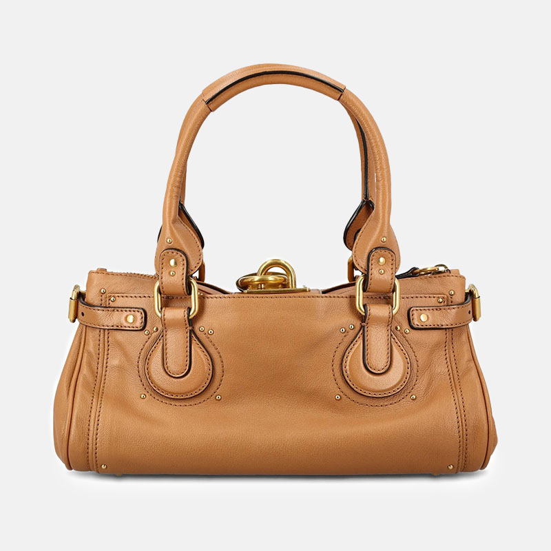 Women's Vegan Leather Studs Boston Handbag with Large Lock