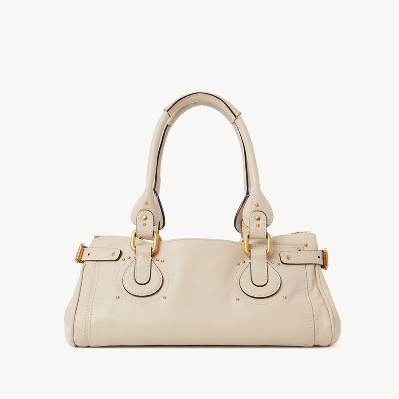 Women's Vegan Leather Studs Boston Handbag with Large Lock
