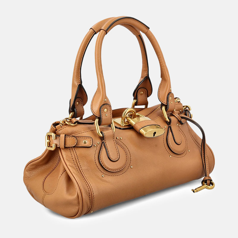 Women's Vegan Leather Studs Boston Handbag with Large Lock