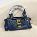 Women's Vegan Leather Studs Boston Handbag with Large Lock