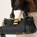 Women's Vegan Leather Studs Boston Handbag with Large Lock