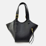 Women's Vegan Leather Zip-Detail Shoulder Tote Bag with Crossbody Strap