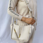 Women's Vegan Leather Zip-Detail Shoulder Tote Bag with Crossbody Strap