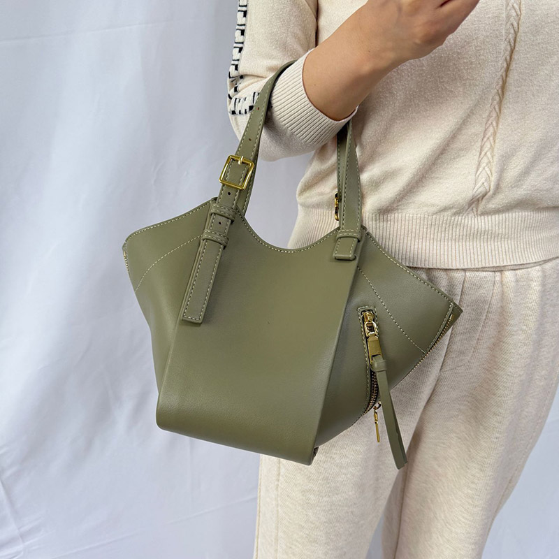 Women's Vegan Leather Zip-Detail Shoulder Tote Bag with Crossbody Strap