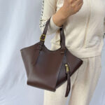 Women's Vegan Leather Zip-Detail Shoulder Tote Bag with Crossbody Strap