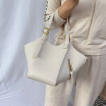 Women's Vegan Leather Zip-Detail Shoulder Tote Bag with Crossbody Strap