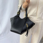 Women's Vegan Leather Zip-Detail Shoulder Tote Bag with Crossbody Strap