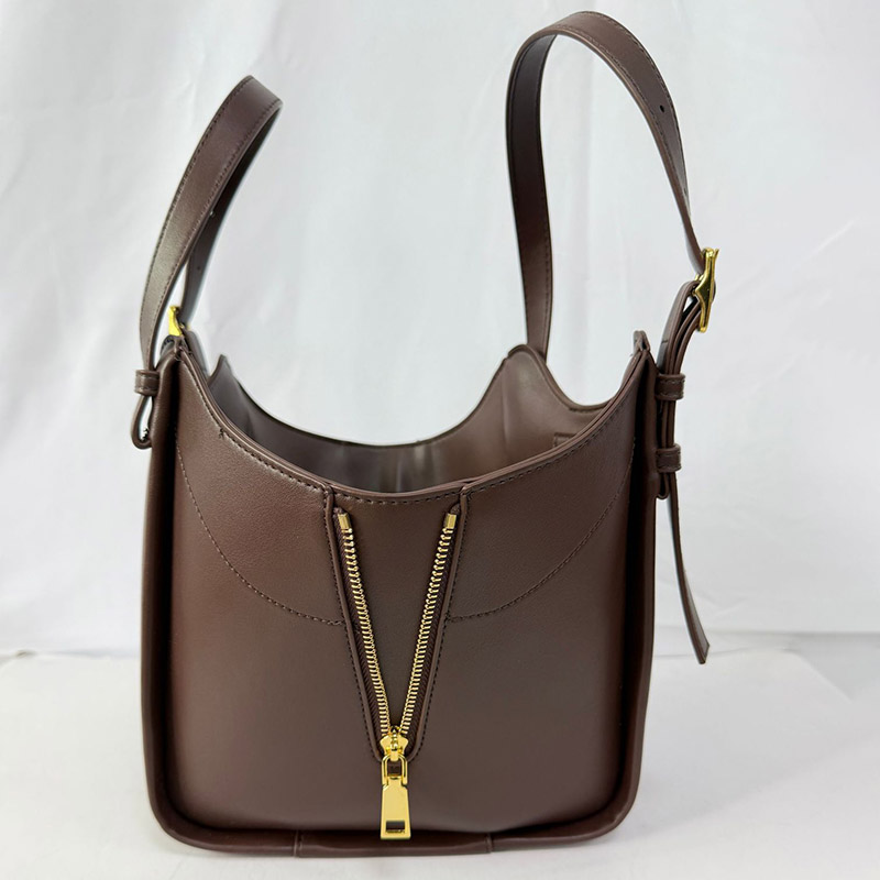 Women's Vegan Leather Zip-Detail Shoulder Tote Bag with Crossbody Strap