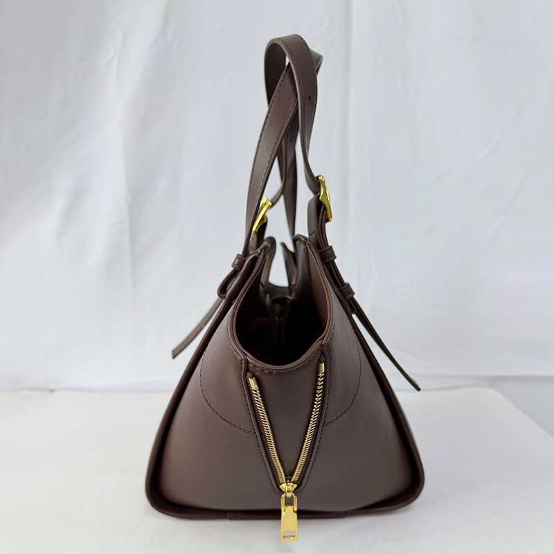 Women's Vegan Leather Zip-Detail Shoulder Tote Bag with Crossbody Strap
