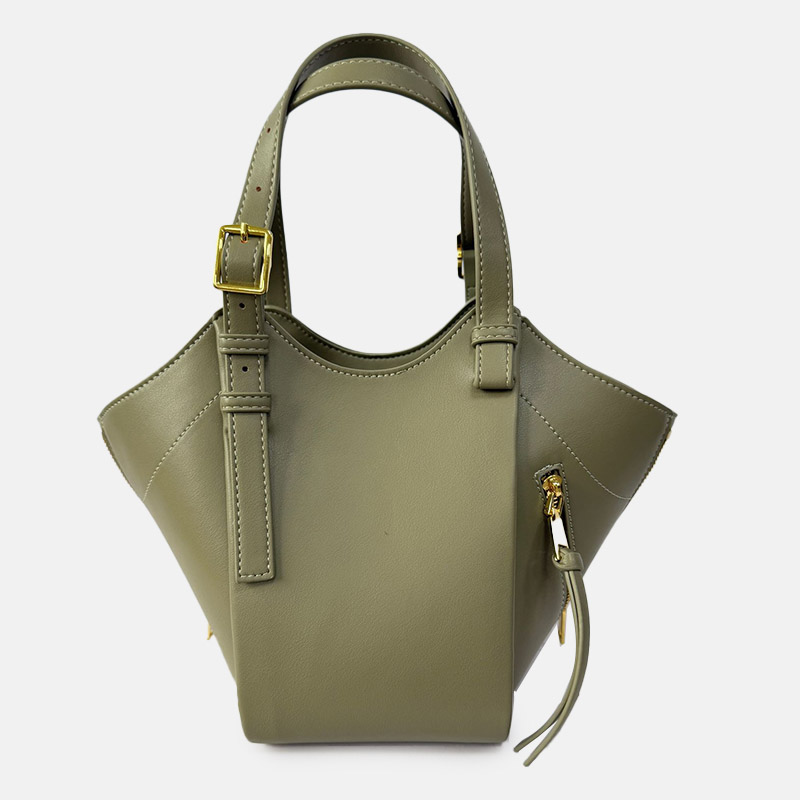 Women's Vegan Leather Zip-Detail Shoulder Tote Bag with Crossbody Strap